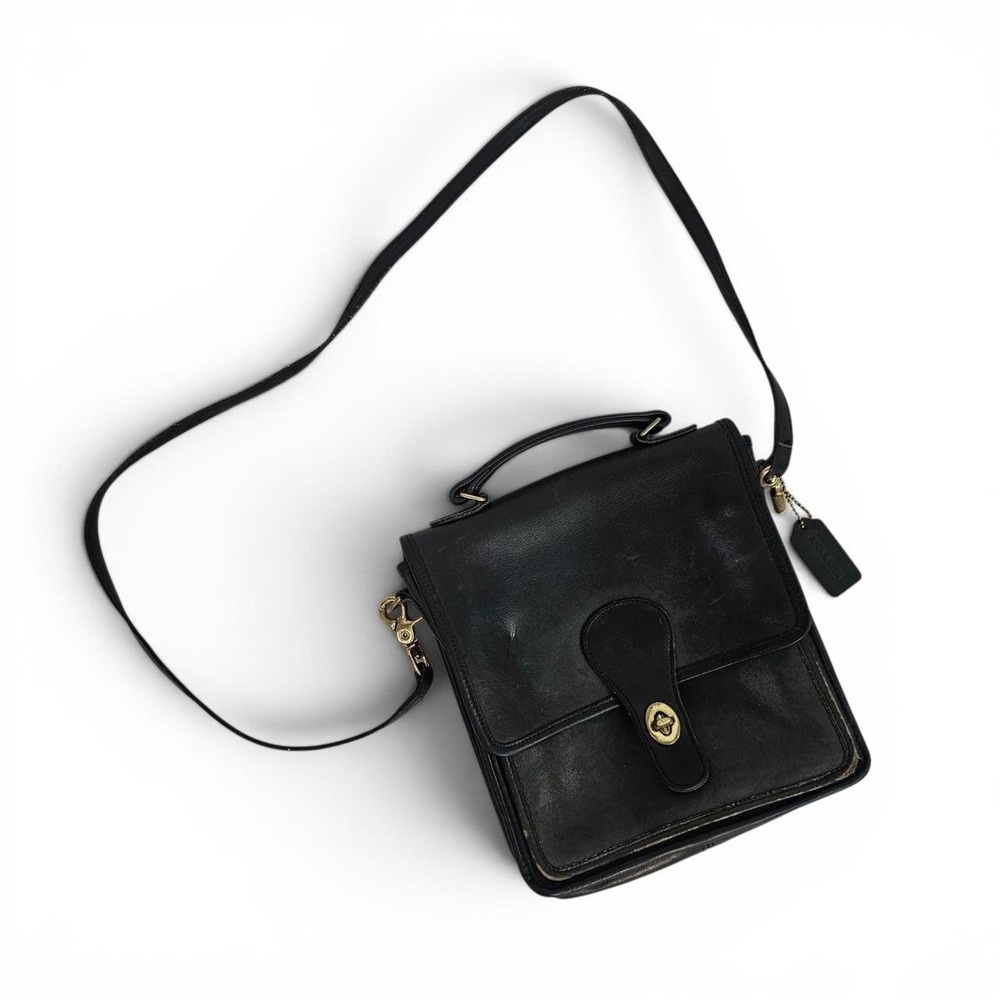 Coach Black Leather Satchel Gold Hardware Vintage #5130 Station Bag 1980s 1990s